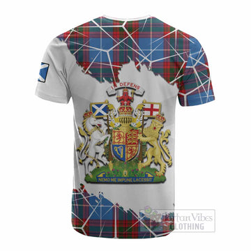 Newton Tartan Cotton T-shirt with Family Crest and Lion Rampant Grunge Style