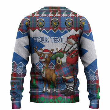 Newton Tartan Crest Christmas Christmas Ugly Sweater Scotland Santa With Bagpipes Cute Reindeer