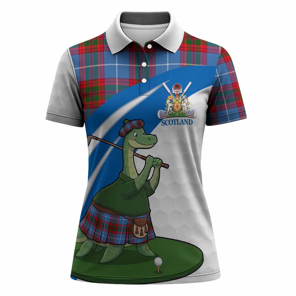 Newton Tartan Crest Golf Nessie Women Polo Shirt Loch Ness Monster Sporty Style