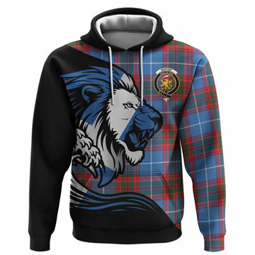 Newton Tartan Crest Hoodie Scottish Golden Lions Wave Flow