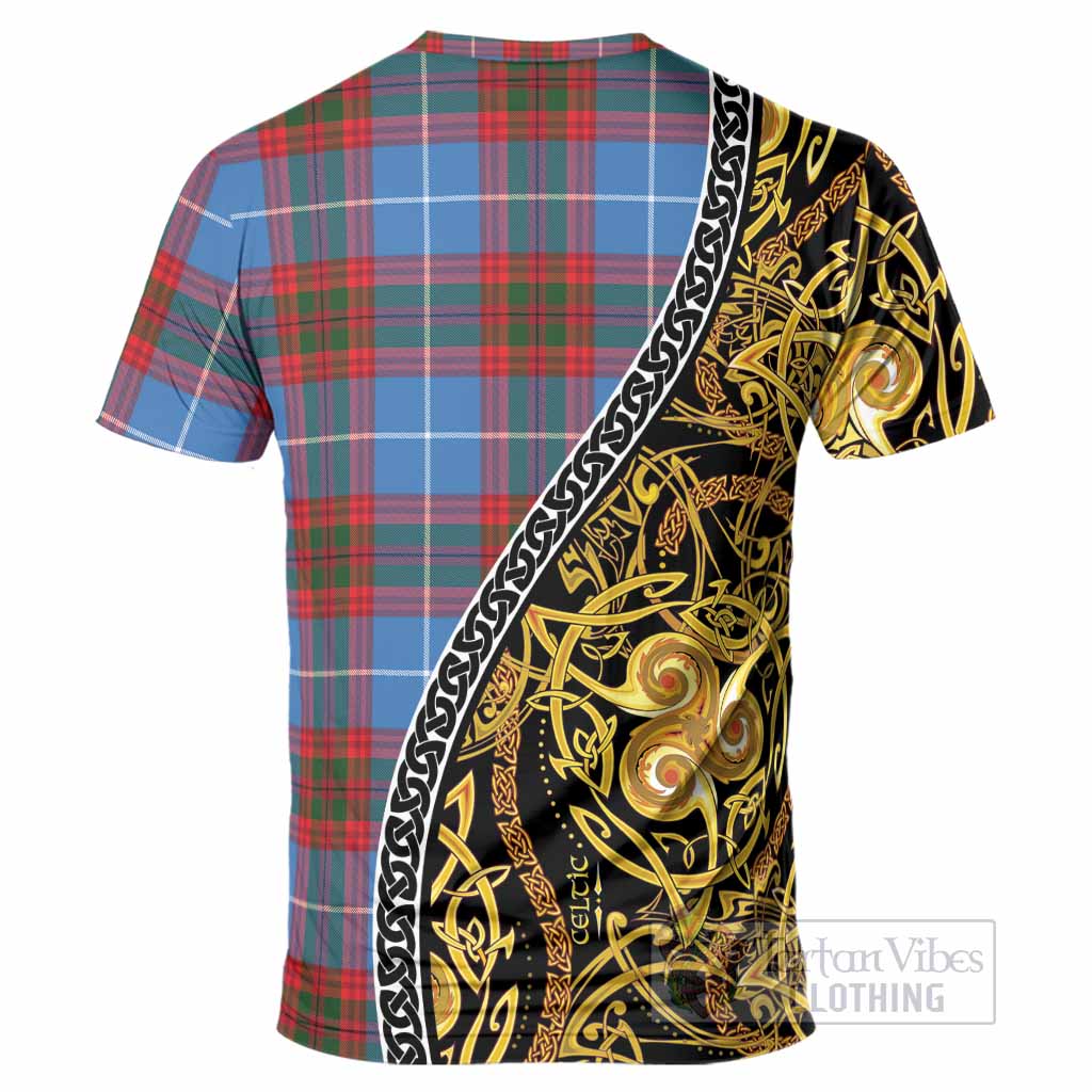 Newton Tartan Crest T-Shirt Celtic Knot and Triple Trickle Spiral Symbols