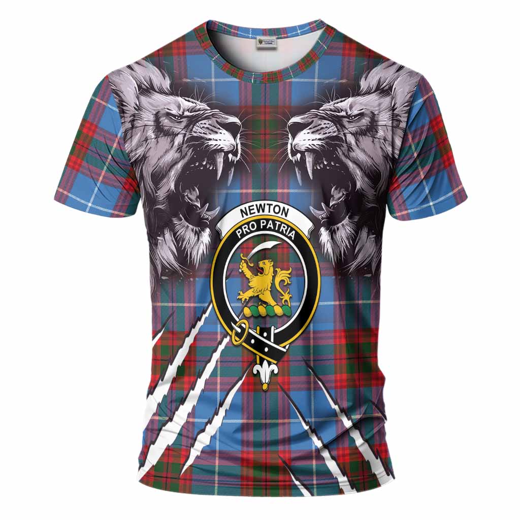 Newton Tartan Crest T-Shirt Ferocious Lion Style