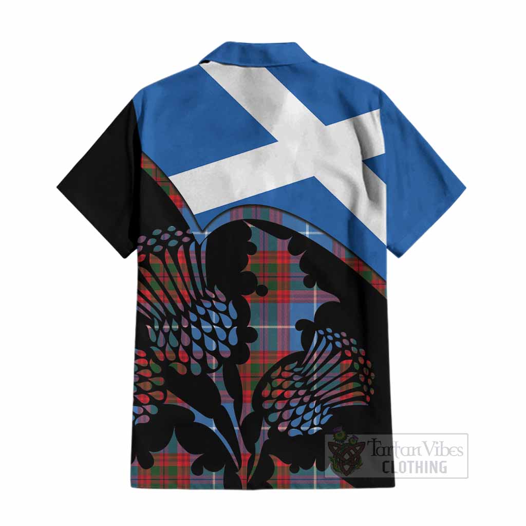 Newton Tartan Family Crest Cotton Hawaiian Shirt Scotland Thistle Floral Flag Style