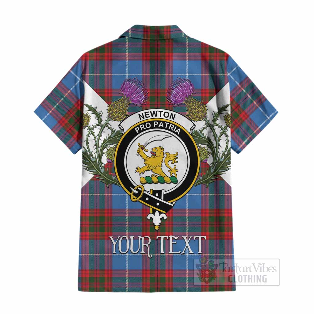 Newton Tartan Family Crest Cotton Hawaiian Shirt Scottish Burns Night Thistle Floral