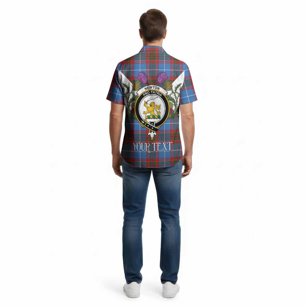 Newton Tartan Family Crest Cotton Hawaiian Shirt Scottish Burns Night Thistle Floral