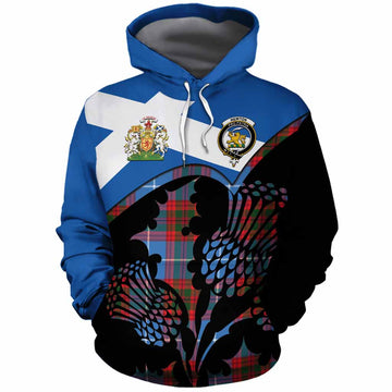 Newton Tartan Family Crest Cotton Hoodie Scotland Thistle Floral Flag Style