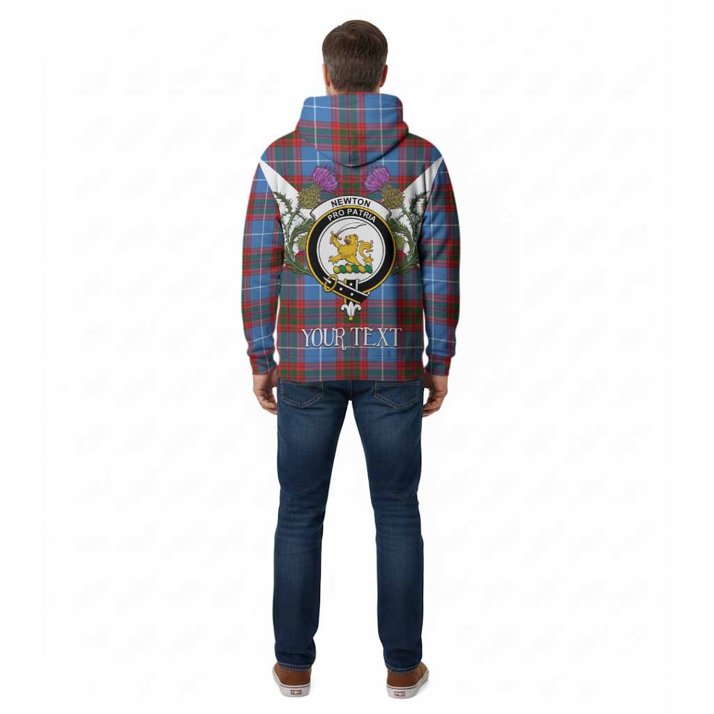 Newton Tartan Family Crest Cotton Hoodie Scottish Burns Night Thistle Floral