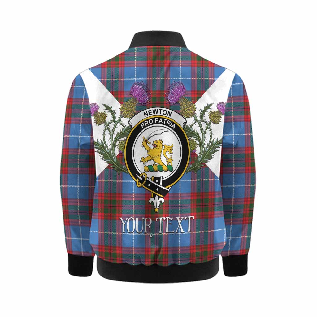 Newton Tartan Family Crest Kid Bomber Jacket Scottish Burns Night Thistle Floral