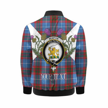 Newton Tartan Family Crest Kid Bomber Jacket Scottish Burns Night Thistle Floral