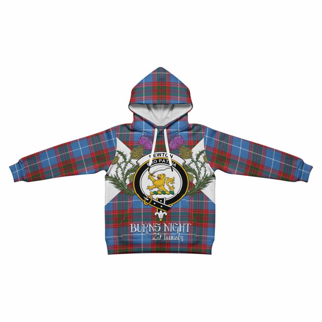Newton Tartan Family Crest Kid Hoodie Scottish Burns Night Thistle Floral