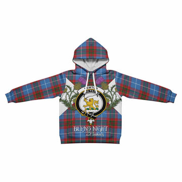Newton Tartan Family Crest Kid Hoodie Scottish Burns Night Thistle Floral