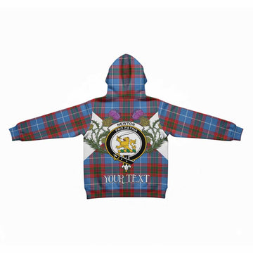 Newton Tartan Family Crest Kid Hoodie Scottish Burns Night Thistle Floral
