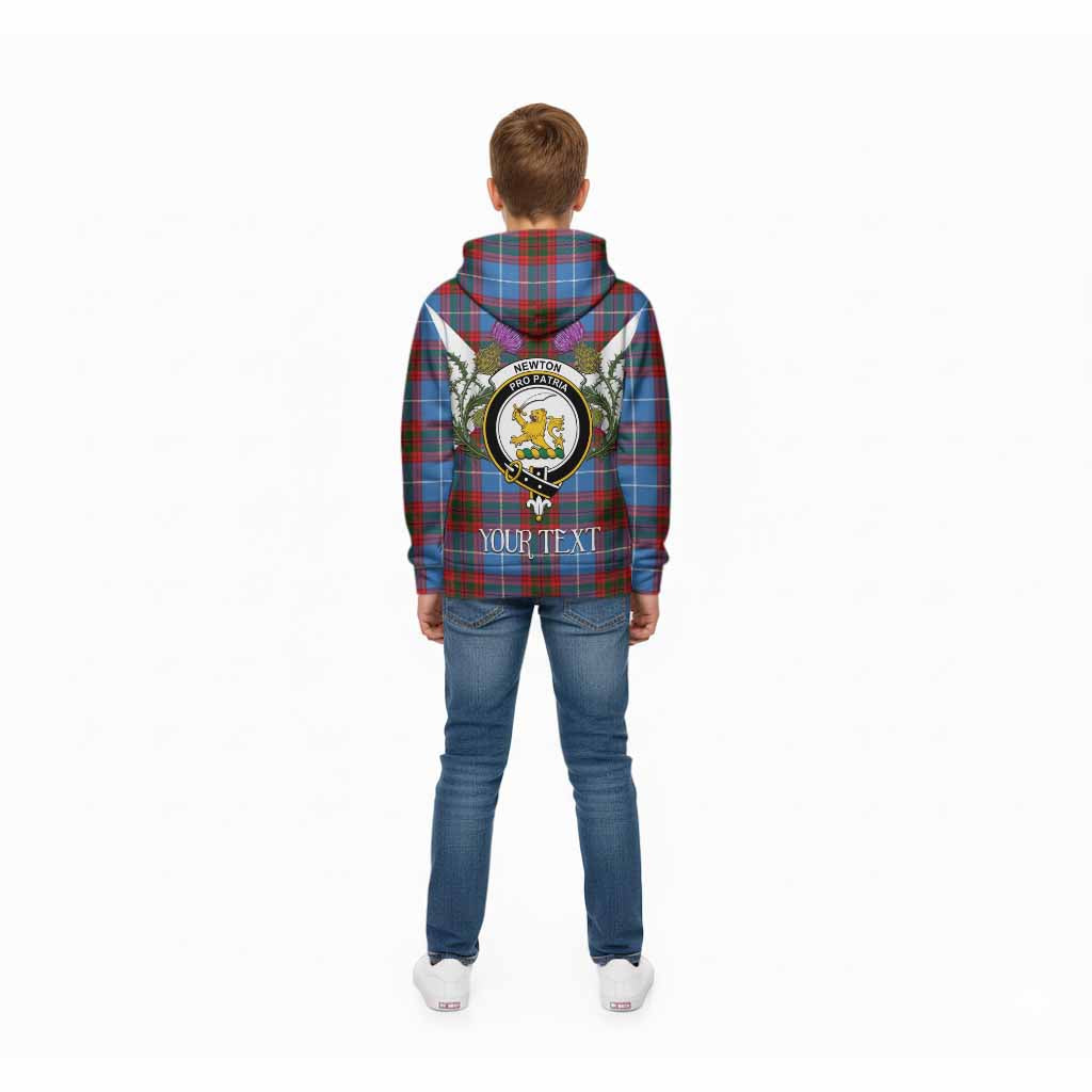 Newton Tartan Family Crest Kid Hoodie Scottish Burns Night Thistle Floral