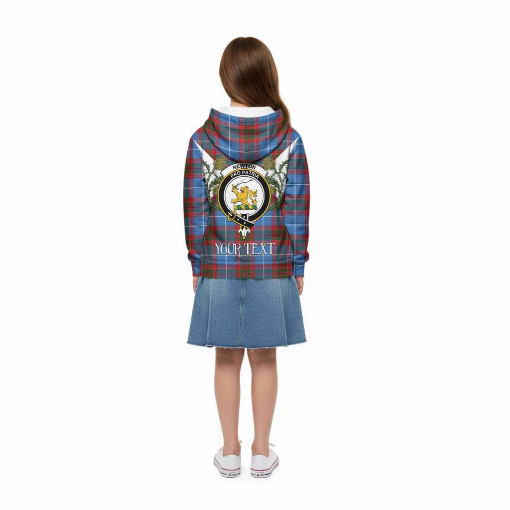 Newton Tartan Family Crest Kid Hoodie Scottish Burns Night Thistle Floral