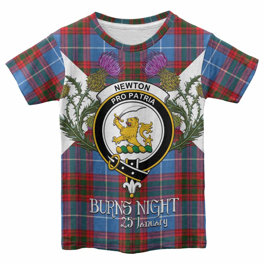 Newton Tartan Family Crest Kid T-shirt Scottish Burns Night Thistle Floral
