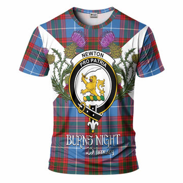 Newton Tartan Family Crest T-Shirt Scottish Burns Night Thistle Floral