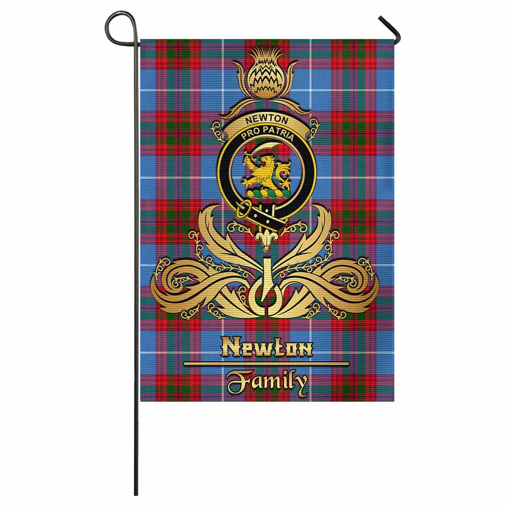 Newton Tartan Garden Flag with Highland Thistle Cherish Family Crest Style - Tartan Vibes Clothing