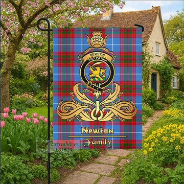 Newton Tartan Garden Flag with Highland Thistle Cherish Family Crest Style - Tartan Vibes Clothing