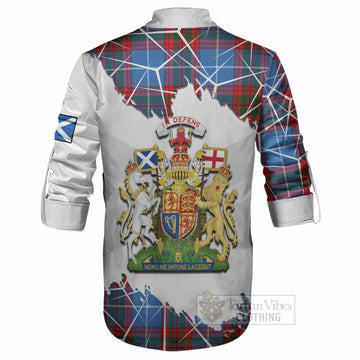 Newton Tartan Ghillie Shirt with Family Crest and Lion Rampant Grunge Style