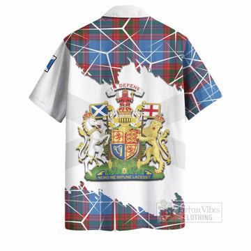 Newton Tartan Hawaiian Shirt with Family Crest and Lion Rampant Grunge Style