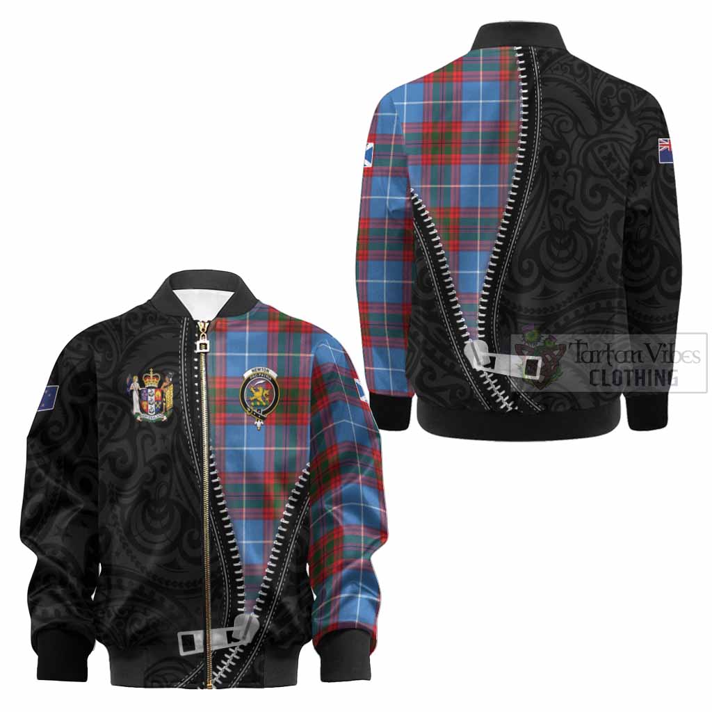 Newton Tartan Kid Bomber Jacket New Zealand Pattern Unique Zipper Stylized