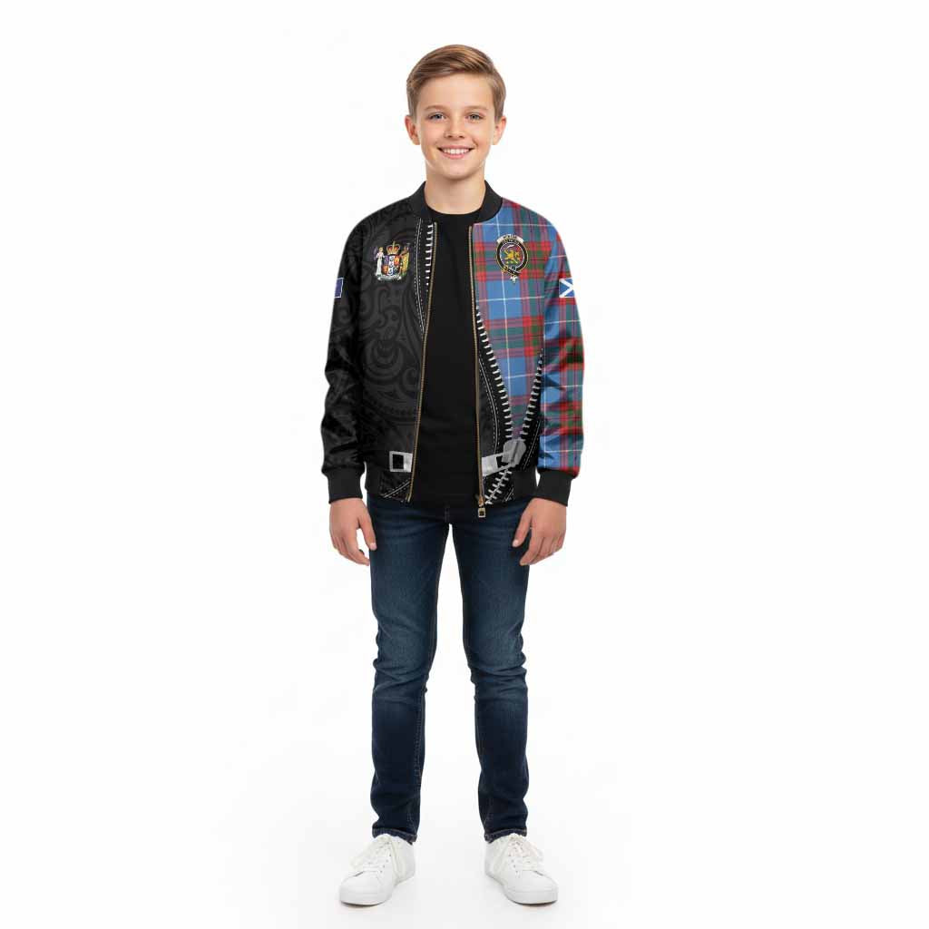Newton Tartan Kid Bomber Jacket New Zealand Pattern Unique Zipper Stylized