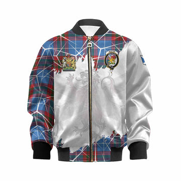 Newton Tartan Kid Bomber Jacket with Family Crest and Lion Rampant Grunge Style