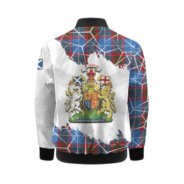Newton Tartan Kid Bomber Jacket with Family Crest and Lion Rampant Grunge Style