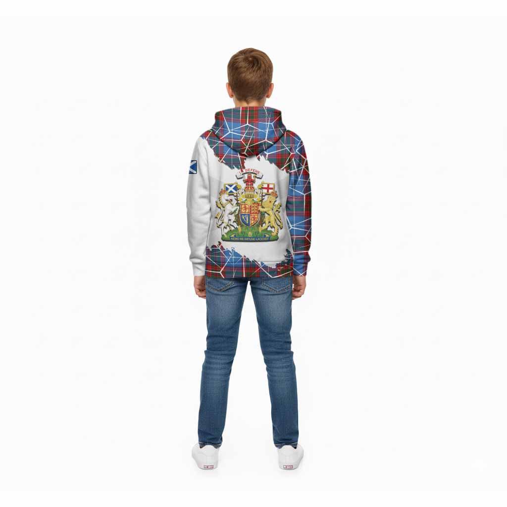 Newton Tartan Kid Hoodie with Family Crest and Lion Rampant Grunge Style