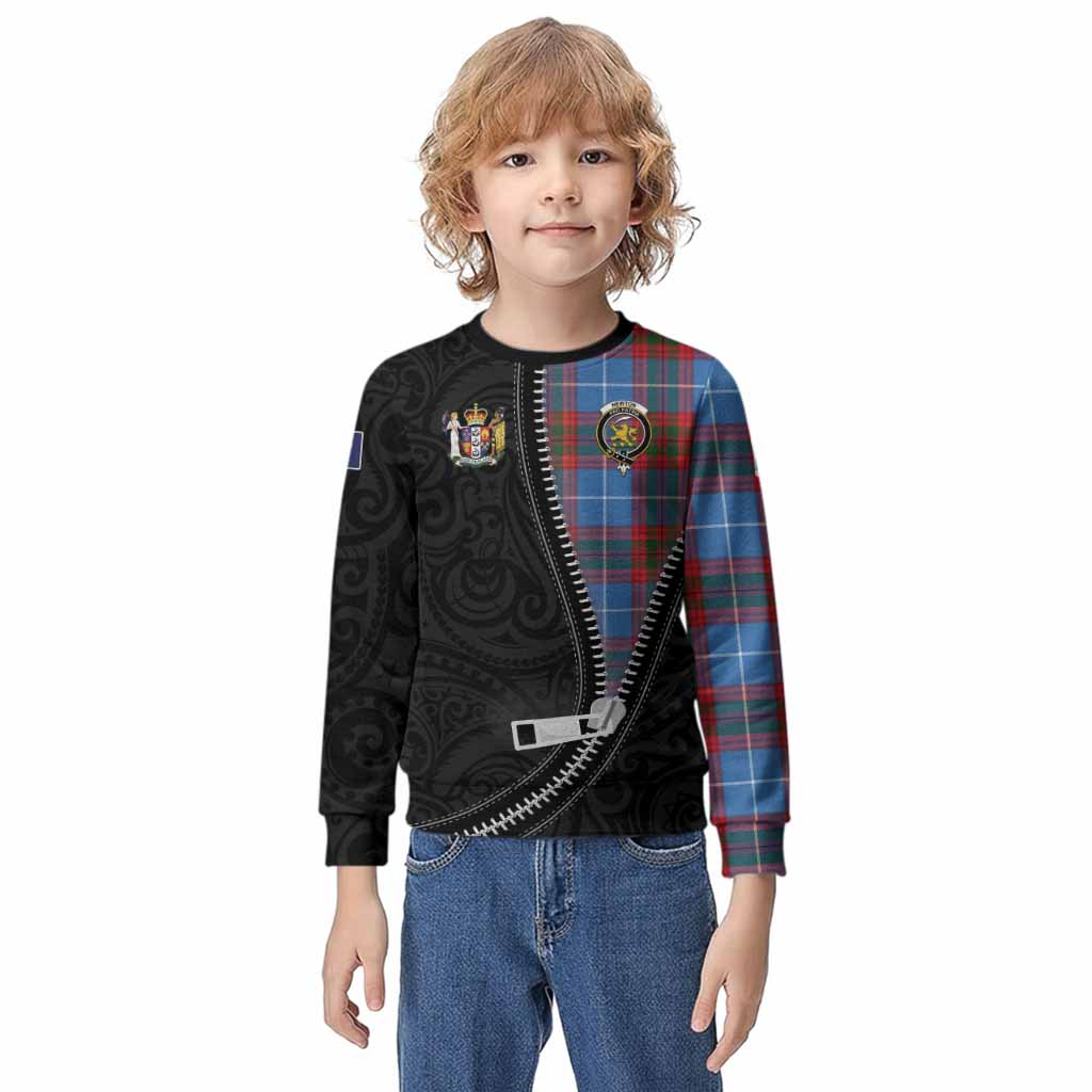 Newton Tartan Kid Knitted Sweatshirt New Zealand Pattern Unique Zipper Stylized