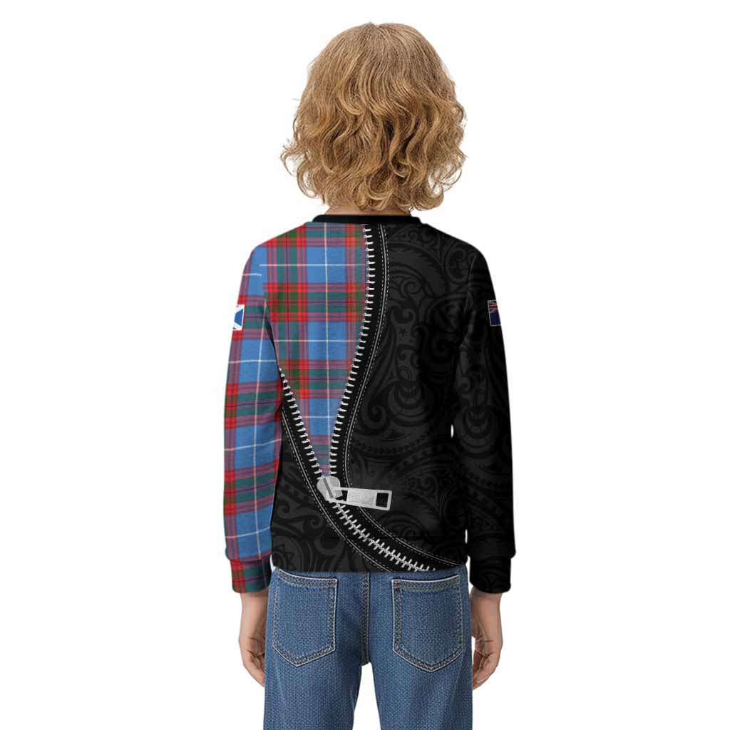 Newton Tartan Kid Knitted Sweatshirt New Zealand Pattern Unique Zipper Stylized