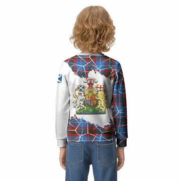 Newton Tartan Kid Knitted Sweatshirt with Family Crest and Lion Rampant Grunge Style