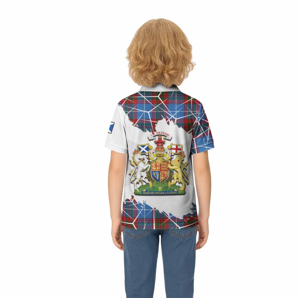 Newton Tartan Kid Polo Shirt with Family Crest and Lion Rampant Grunge Style
