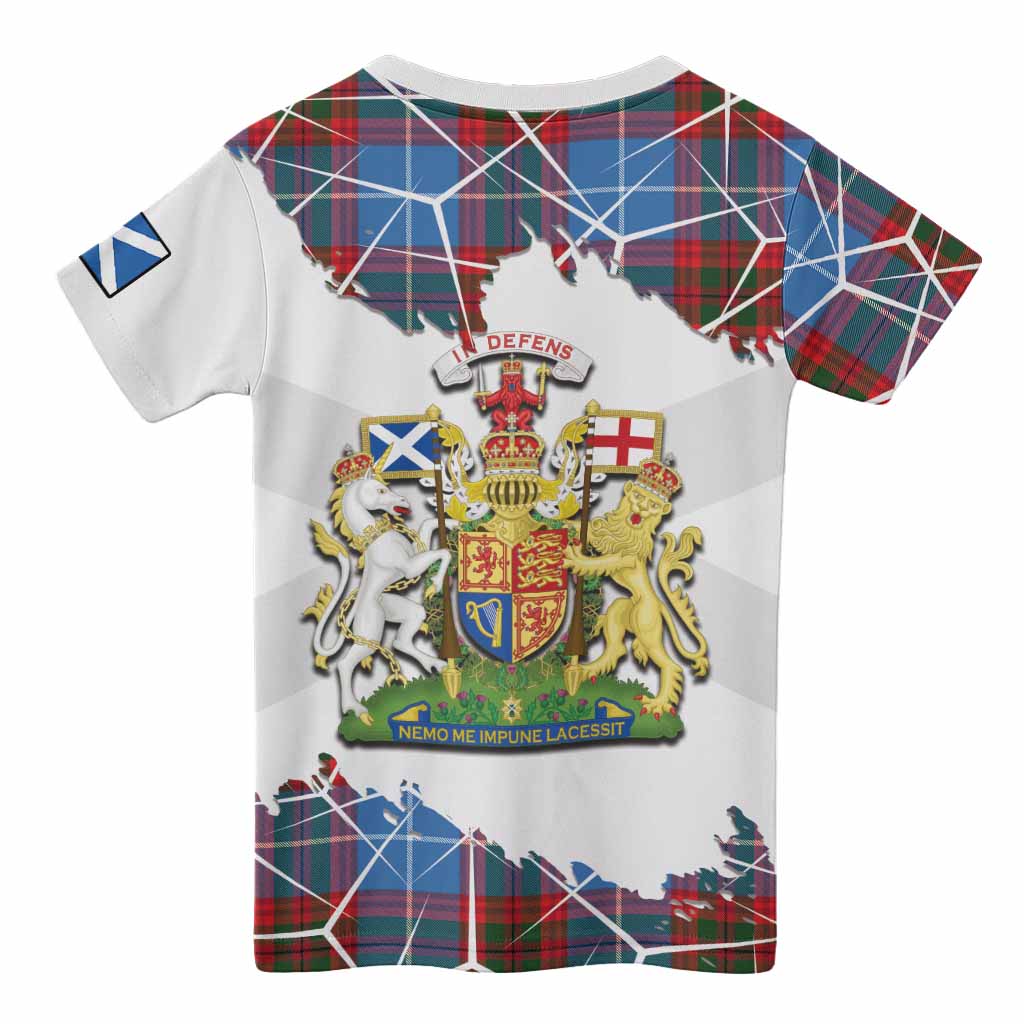 Newton Tartan Kid T-shirt with Family Crest and Lion Rampant Grunge Style