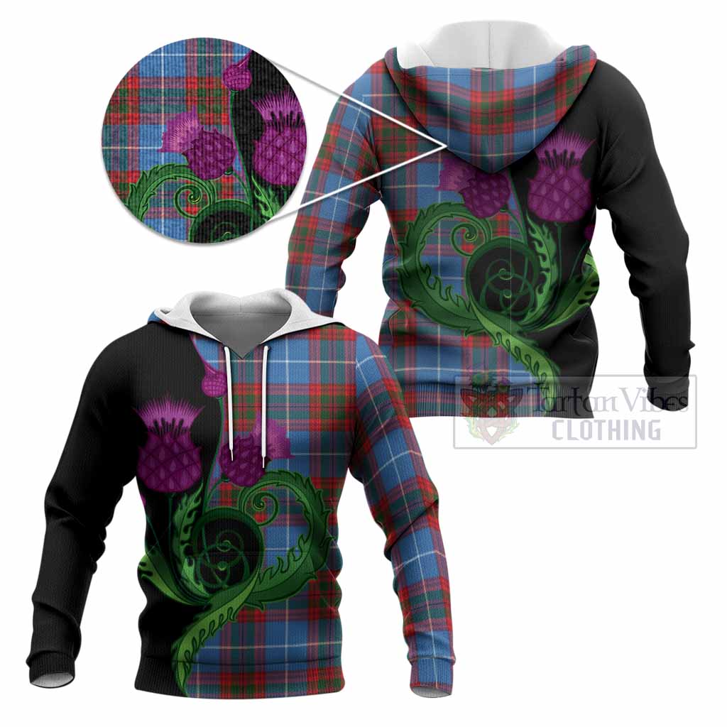 Newton Tartan Knitted Hoodie Traditional Scottish Thistle