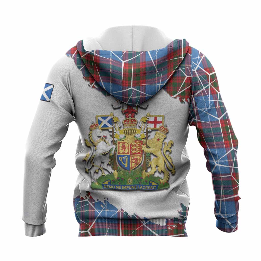 Newton Tartan Knitted Hoodie with Family Crest and Lion Rampant Grunge Style