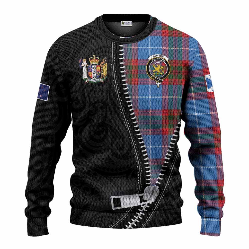 Newton Tartan Knitted Sweater New Zealand Pattern Unique Zipper Stylized