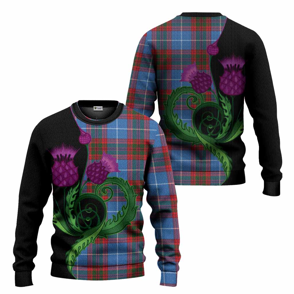 Newton Tartan Knitted Sweater Traditional Scottish Thistle