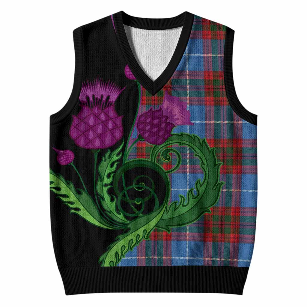 Newton Tartan Knitted V-Neck Vest Traditional Scottish Thistle
