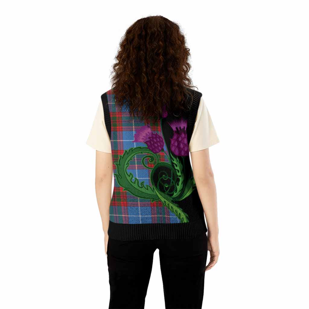 Newton Tartan Knitted V-Neck Vest Traditional Scottish Thistle