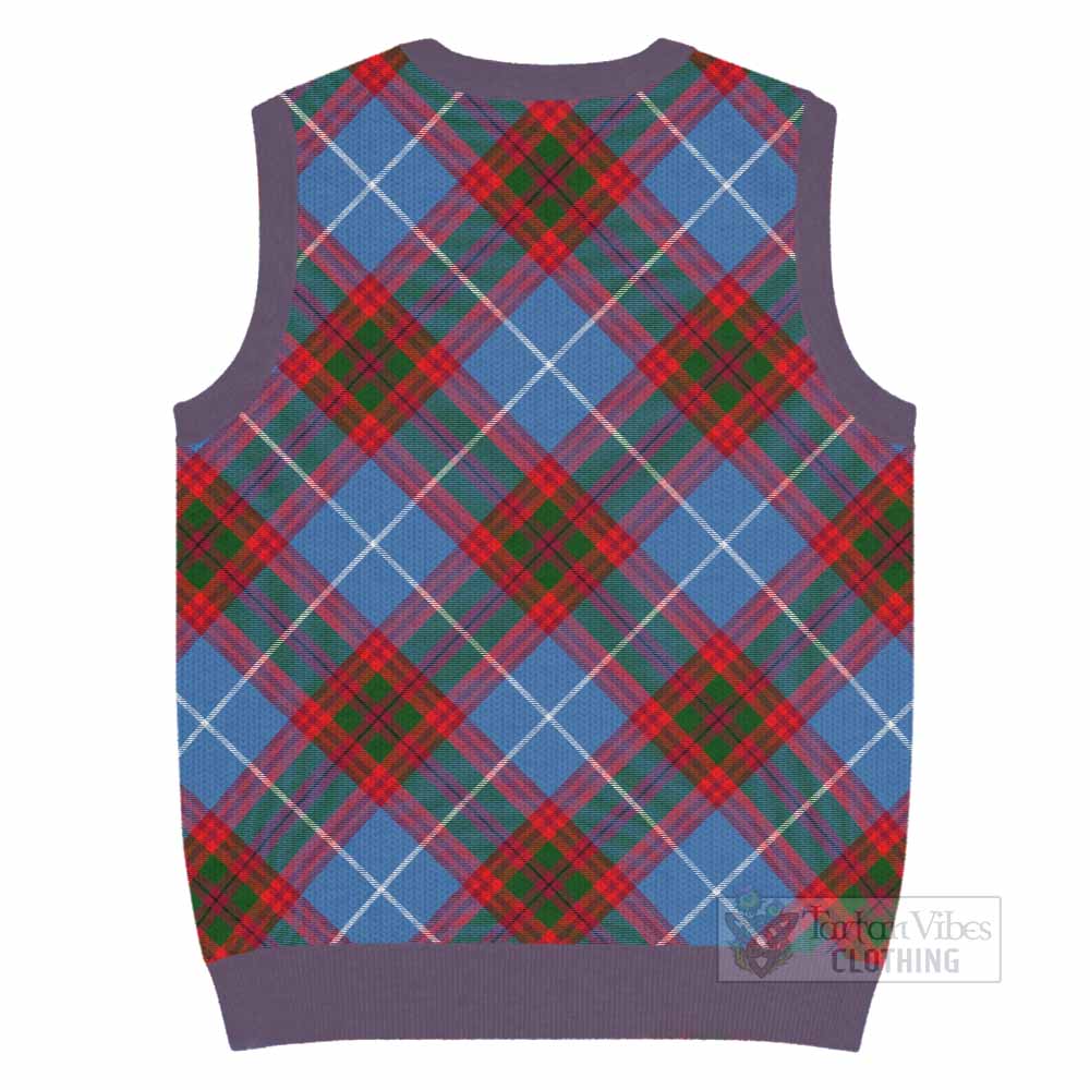 Newton Tartan Knitted V-Neck Vest with Family Crest Cross Style
