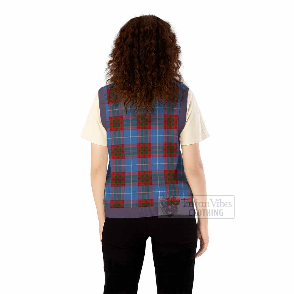 Newton Tartan Knitted V-Neck Vest with Family Crest - Tartan Vibes Clothing