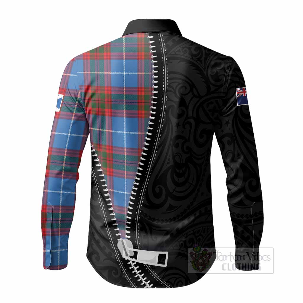 Newton Tartan Long Sleeve Button Shirts New Zealand Pattern Unique Zipper Stylized