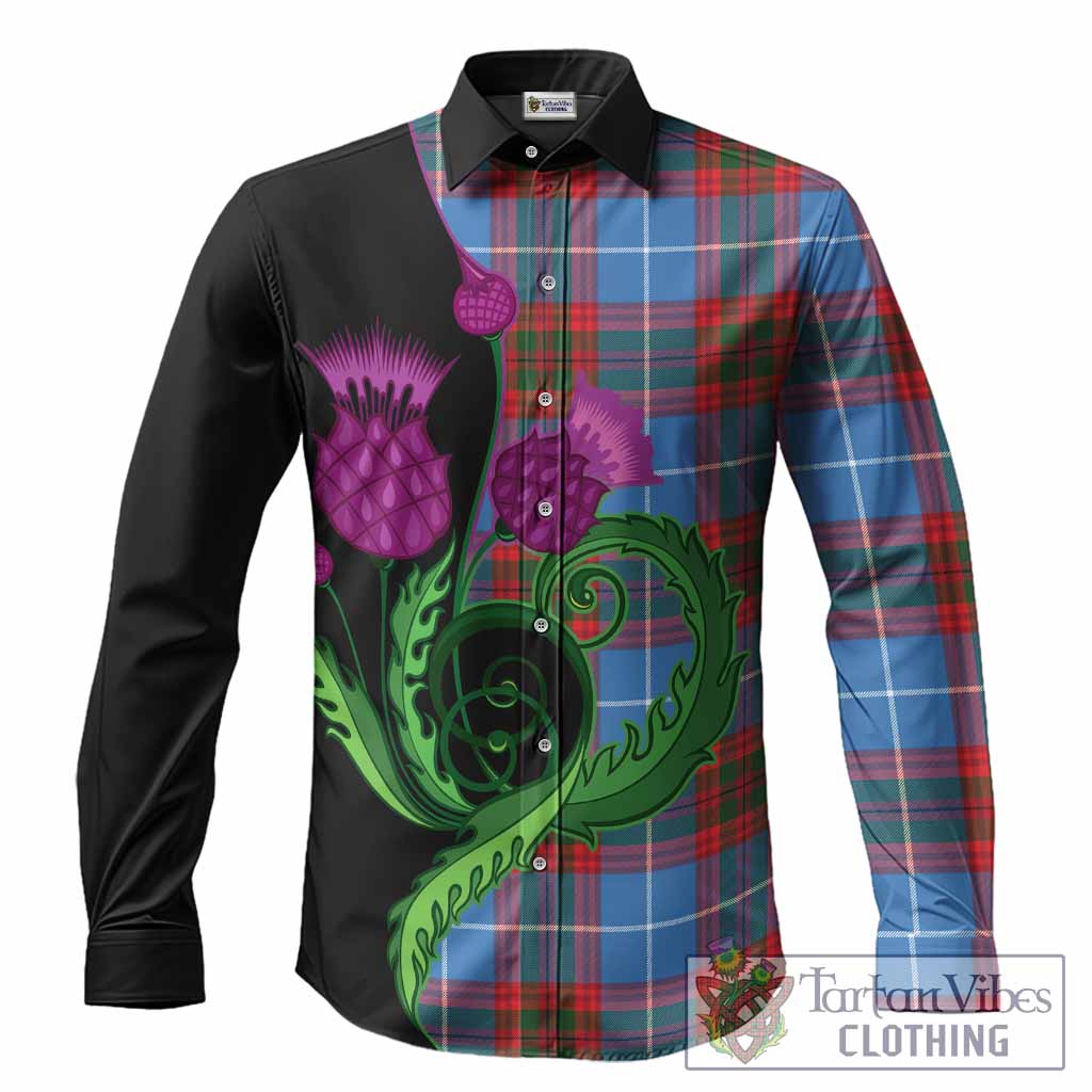 Newton Tartan Long Sleeve Button Shirts Traditional Scottish Thistle