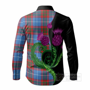 Newton Tartan Long Sleeve Button Shirts Traditional Scottish Thistle