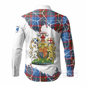 Newton Tartan Long Sleeve Button Shirts with Family Crest and Lion Rampant Grunge Style
