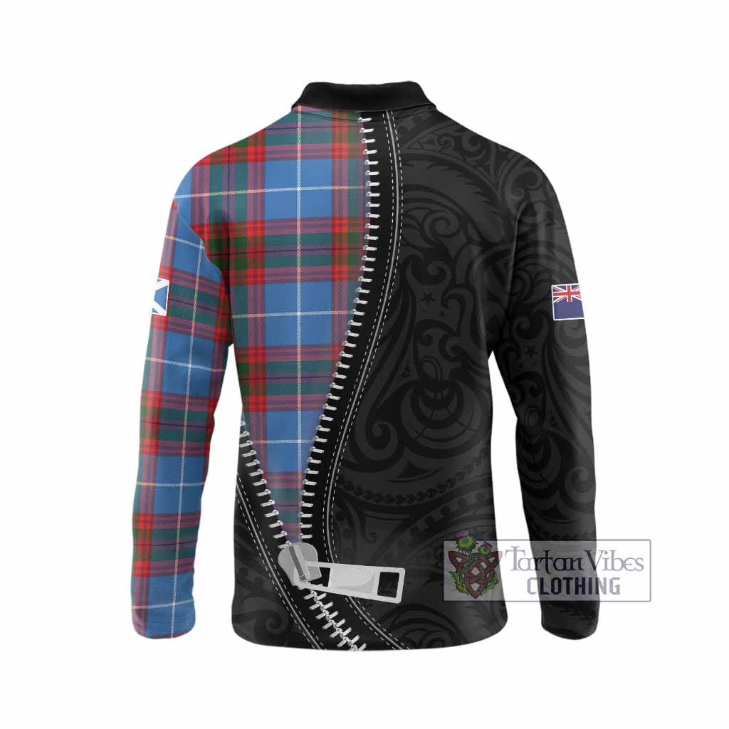 Newton Tartan Long Sleeve Polo Shirt New Zealand Pattern Unique Zipper Stylized