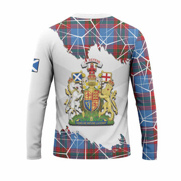 Newton Tartan Long Sleeve T-Shirt with Family Crest and Lion Rampant Grunge Style