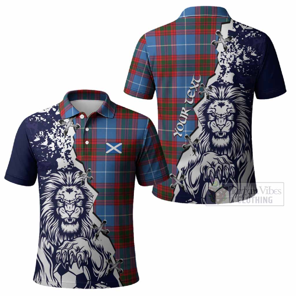 Newton Tartan Scottish Polo Shirt Angry Lion With Soccer Ball Style