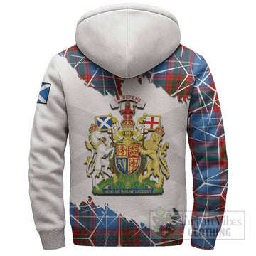 Newton Tartan Sherpa Hoodie with Family Crest and Lion Rampant Grunge Style